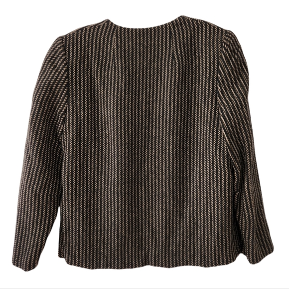 Tan / Black Open Front Wool Blazer - Picture 2 of 7